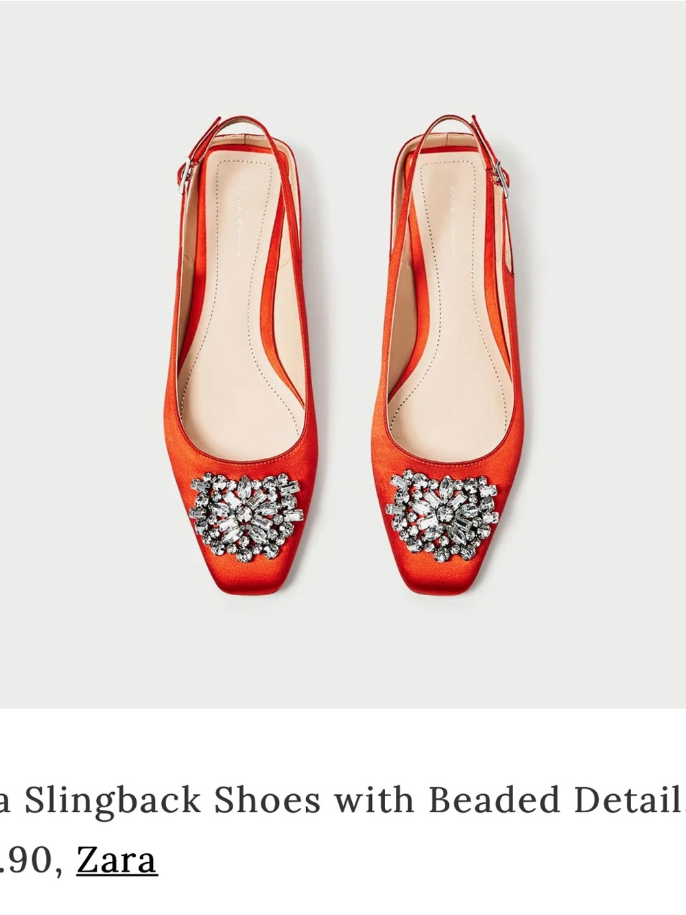 Zara slingback shoes with beaded details size 7.